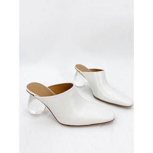 Loewe White Calfskin Bulb Drop Heel Mules 37 NOWB